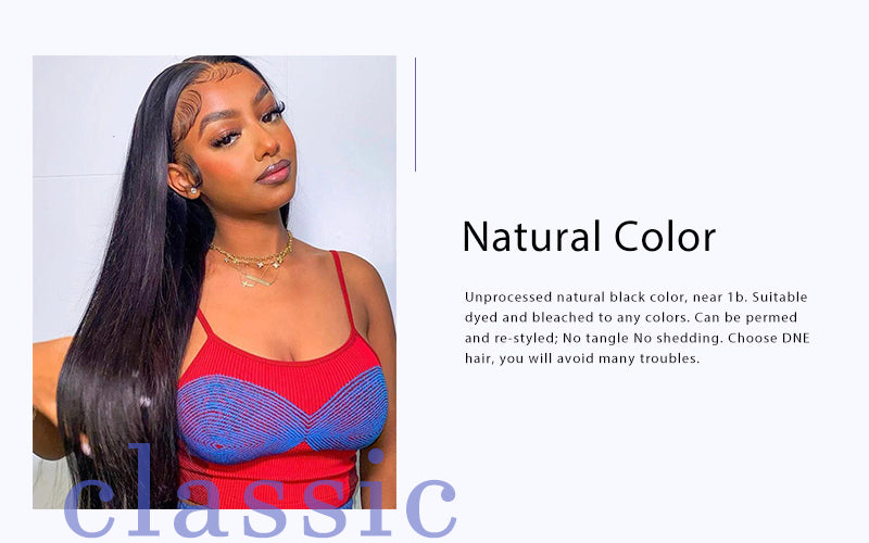 dne hair store product 13x4 lace front wigs human hair straight wig natural color decription details page phone display