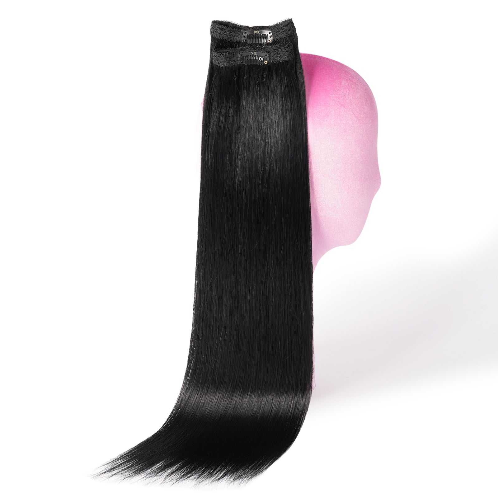 DNE Clip in Hair Extensions 7pcs 100% Remy Human Hair, Heat Resistant/Double Wefted Clip-Ins for Women,  Dark Color