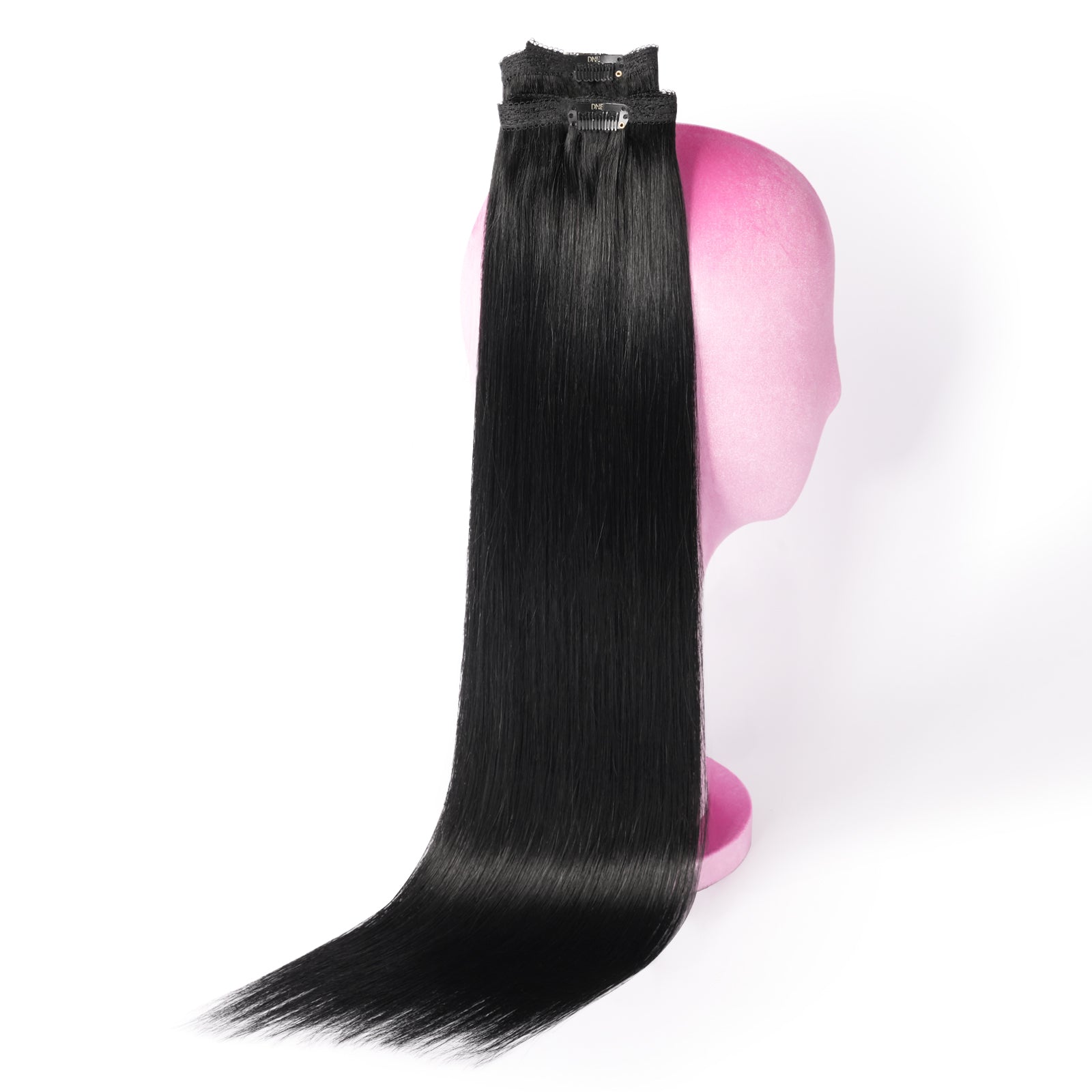 DNE Clip in Hair Extensions 7pcs 100% Remy Human Hair, Heat Resistant/Double Wefted Clip-Ins for Women,  Dark Color