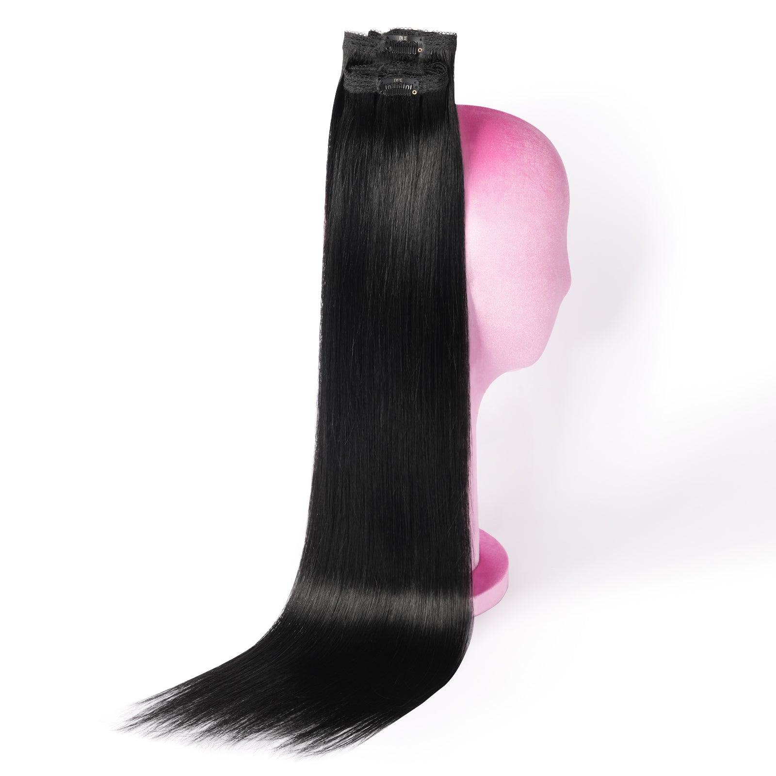 DNE Clip in Hair Extensions 7pcs 100% Remy Human Hair, Heat Resistant/Double Wefted Clip-Ins for Women,  Dark Color
