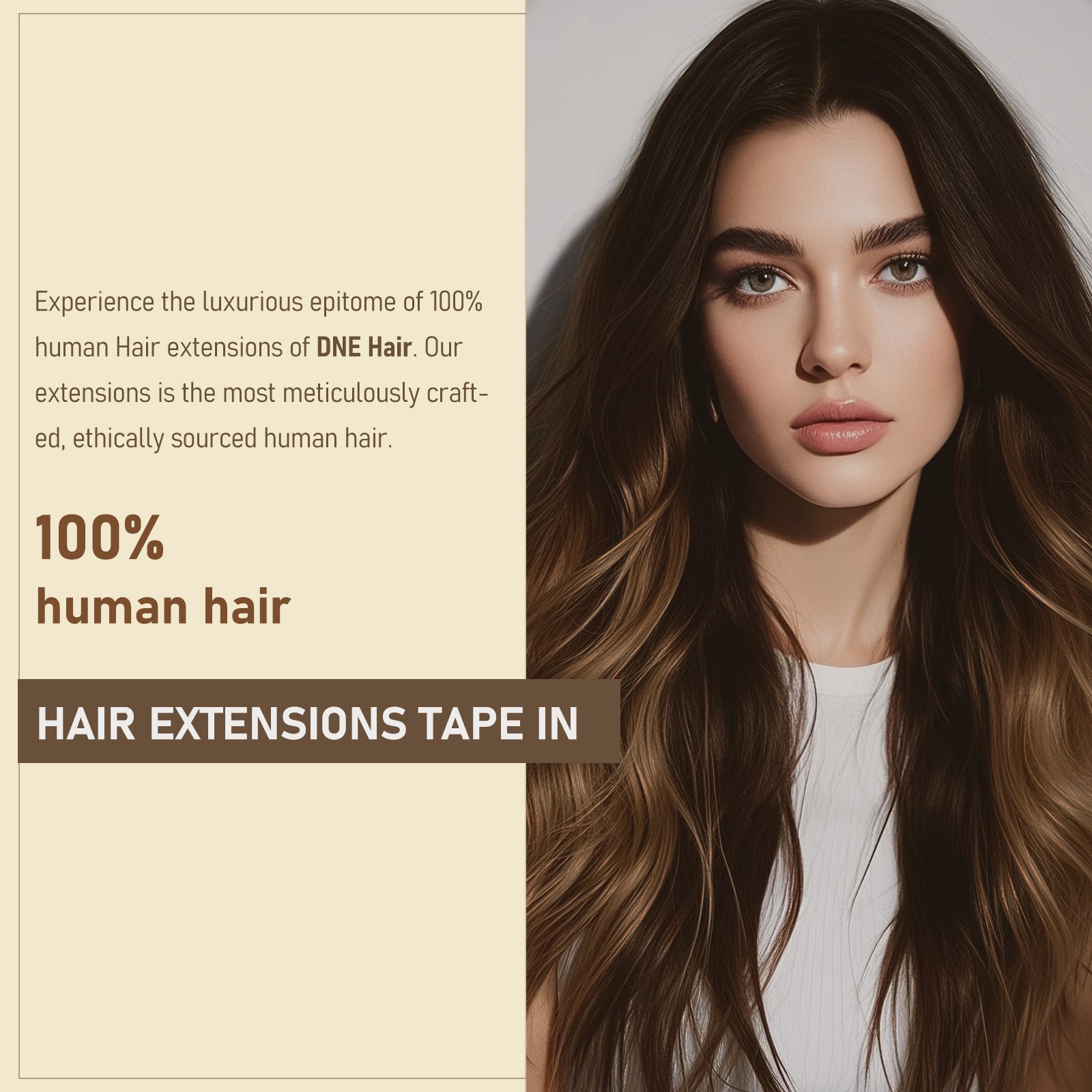 DNE Tape in Hair Extensions Real Human Hair 20Pcs/50g/Pack Seamless Dark Brown to Chestnut Brown#T2-P2/6 Straight Invisible Double Sided Tape in Hair Extensions for Women/Girls