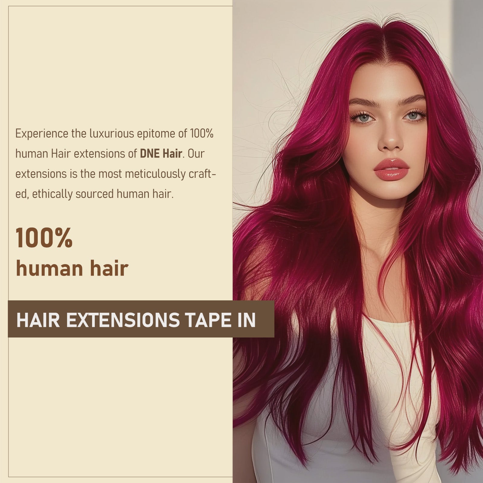 DNE Tape in Hair Extensions Real Human Hair 20Pcs/50g/Pack Seamless #99j Wine Red Dark Color Straight Invisible Double Sided Tape in Hair Extensions for Women/Girls (#99J)