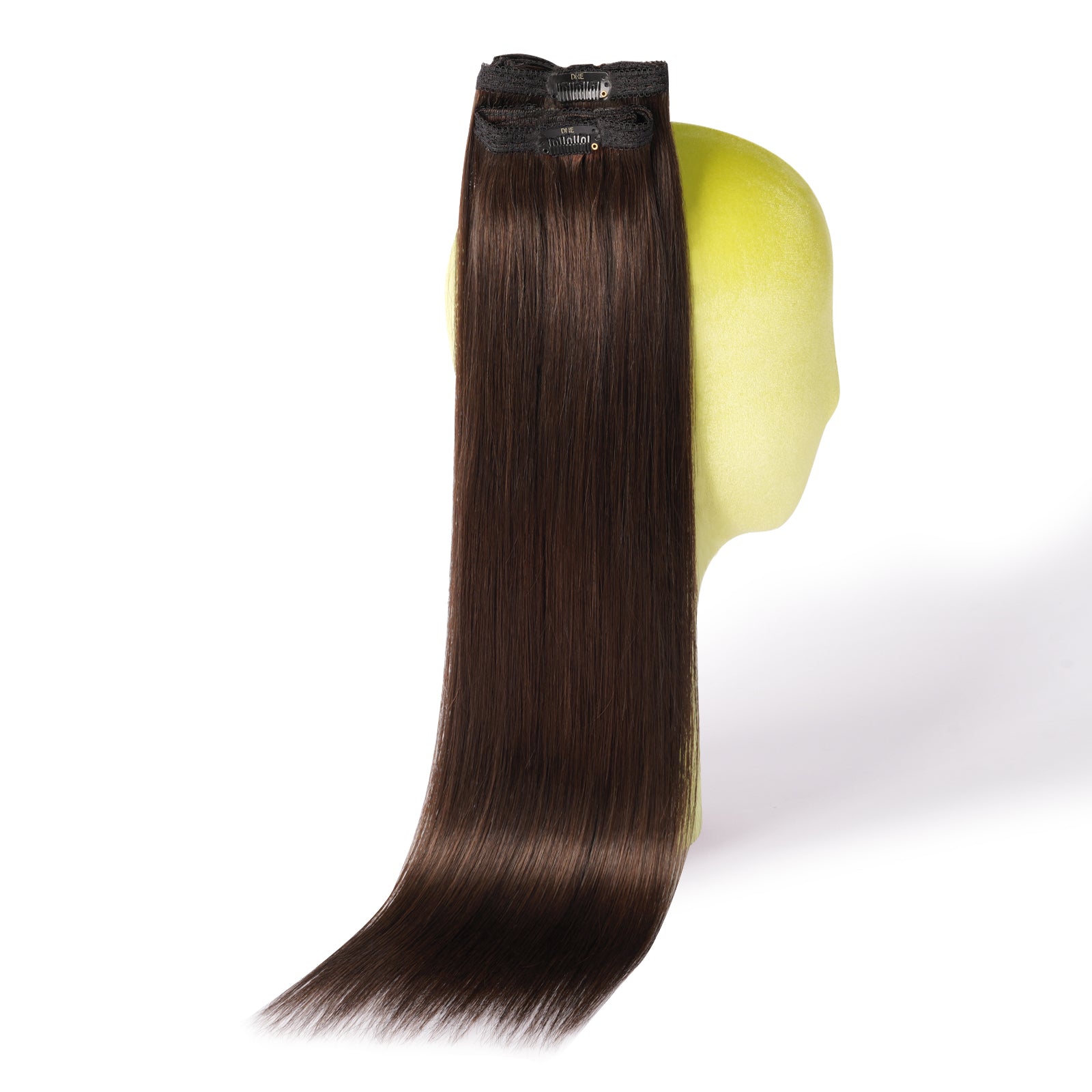 DNE Clip in Hair Extensions 7pcs 100% Remy Human Hair, Heat Resistant/Double Wefted Clip-Ins for Women,  Dark Color