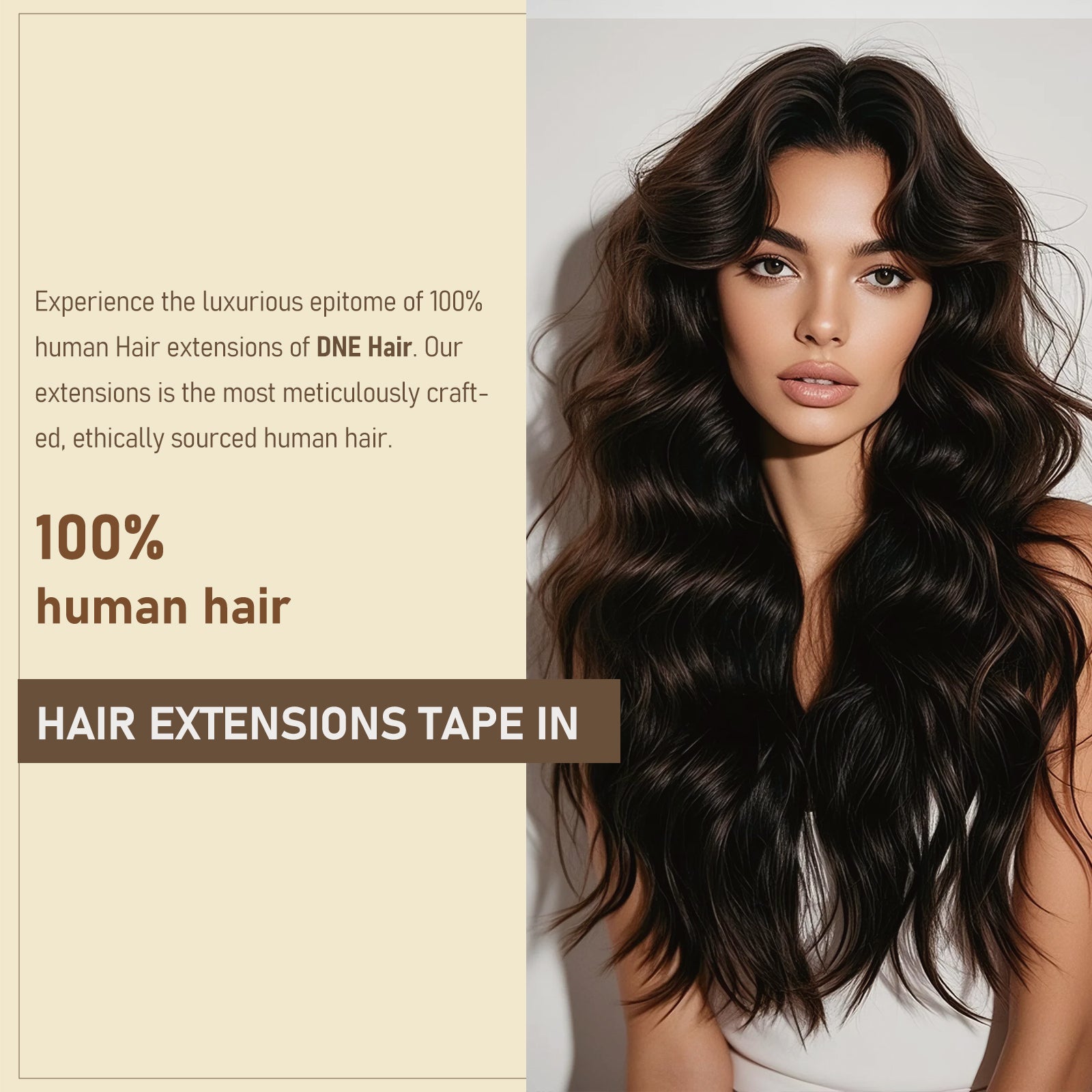 DNE Tape in Hair Extensions Real Human Hair 20Pcs/50g/Pack Seamless #2 Dark Brown Dark Color Straight Invisible Double Sided Tape in Hair Extensions for Women/Girls Can Bleached and Curl
