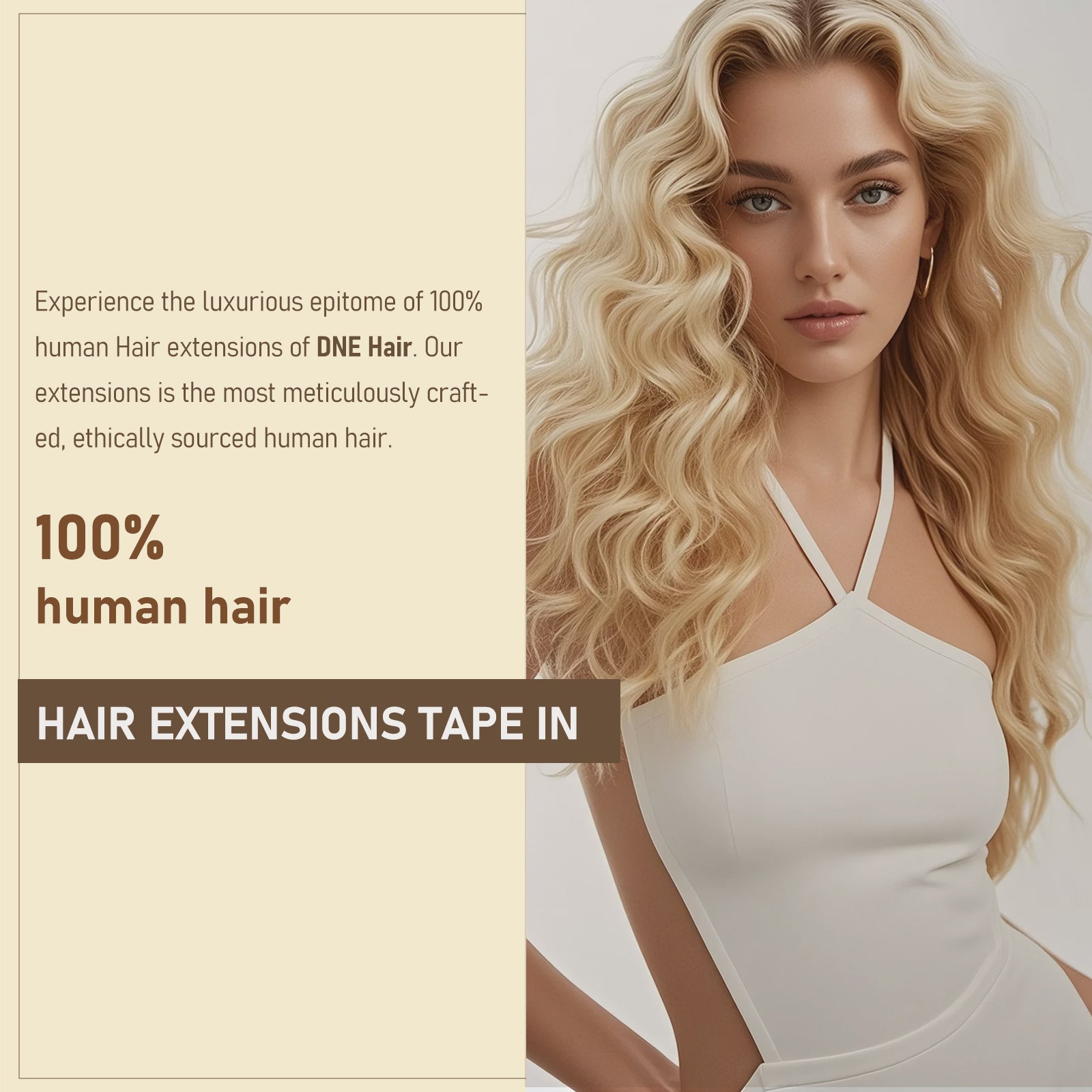 DNE Tape in Hair Extensions Real Human Hair 20Pcs/50g/Pack Seamless #27/613 Light Color Straight Invisible Double Sided Tape in Hair Extensions for Women/Girls Can Bleached and Curl