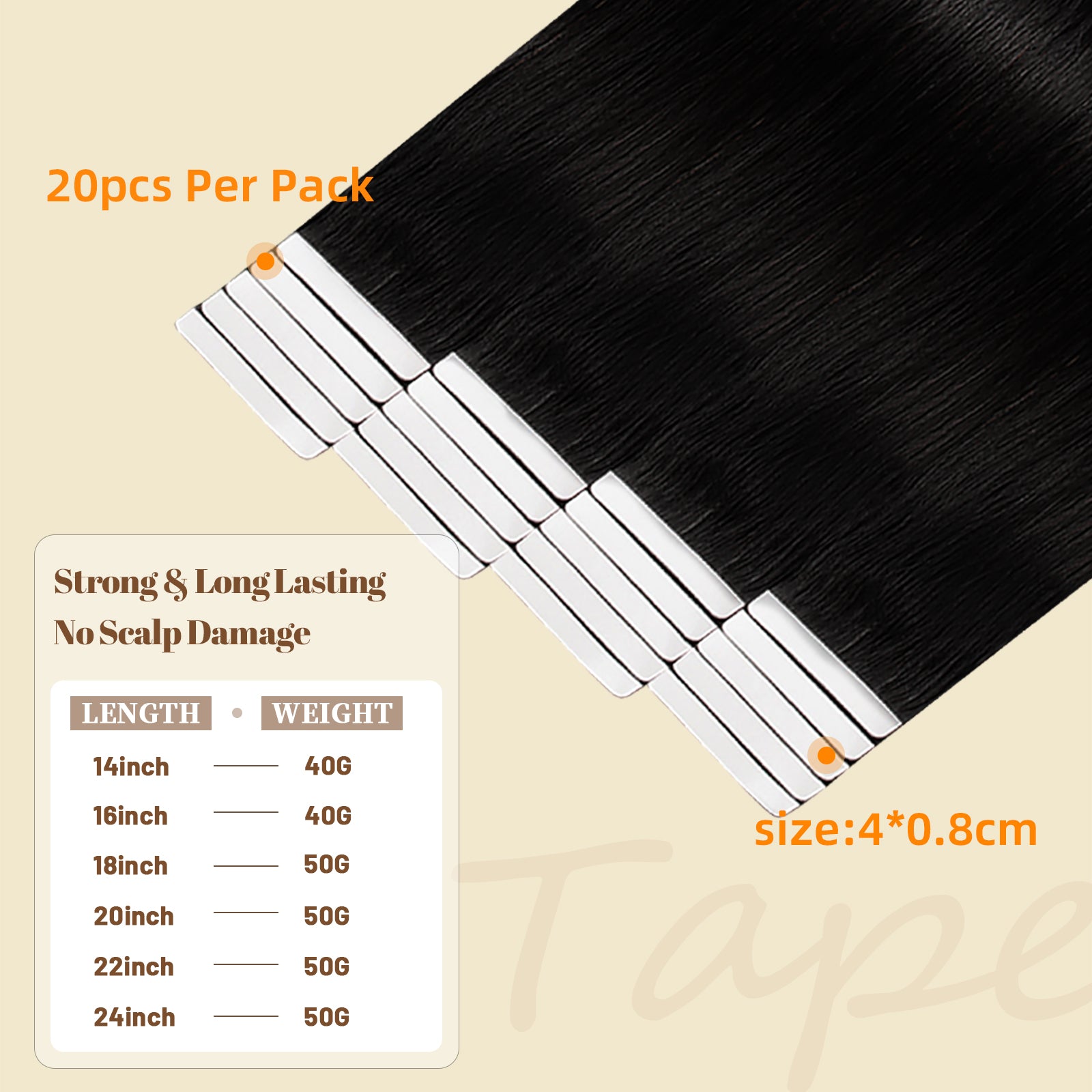 DNE Tape in Hair Extensions Real Human Hair 20Pcs/40g/Pack Seamless #1 Jet Black Dark Color Straight Invisible Double Sided Tape in Hair Extensions for Women/Girls Can Bleached and Curl