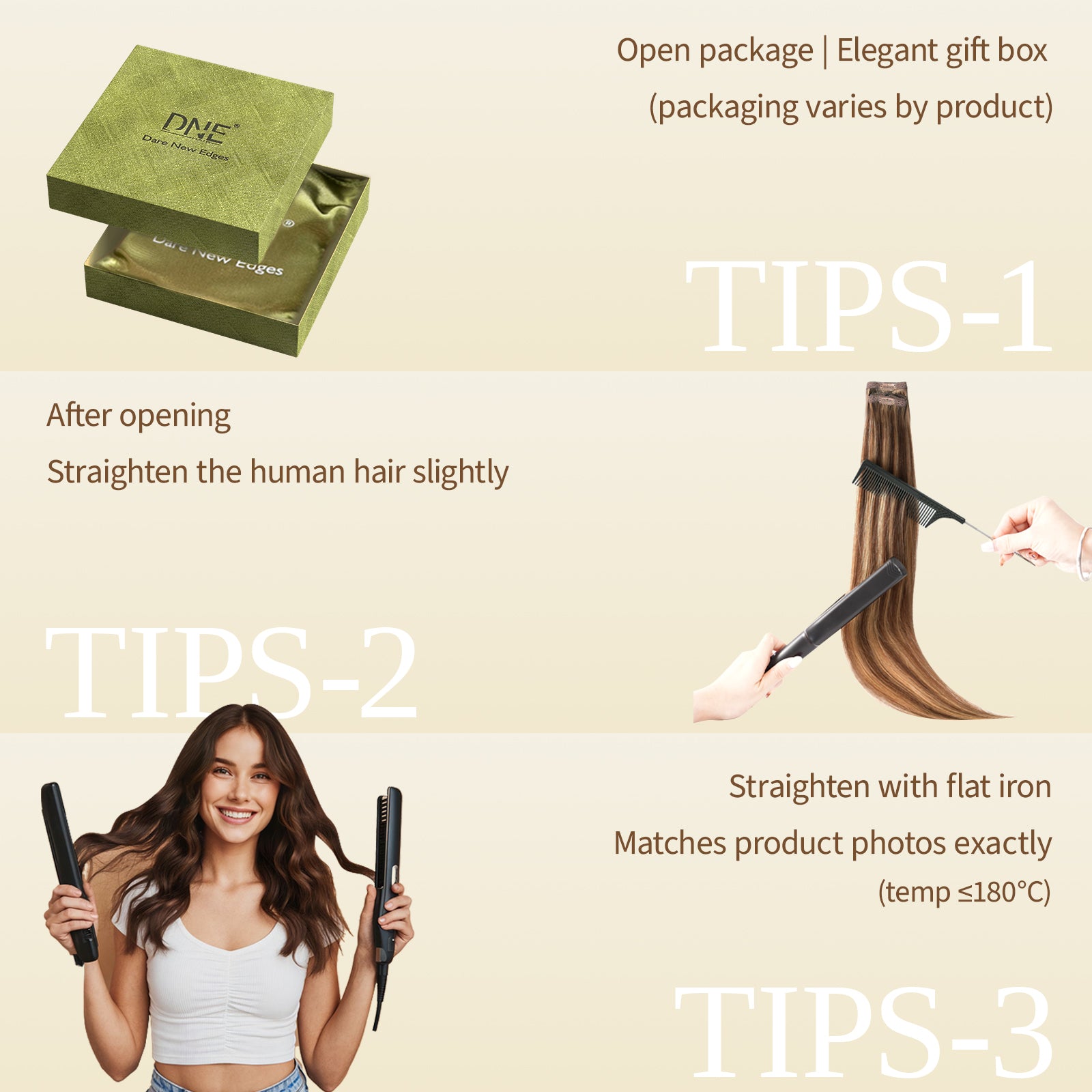 DNE Clip in Hair Extensions 120g 7pcs 100% Remy Human Hair, Heat Resistant Double Wefted Clip-Ins for Women, P4/27