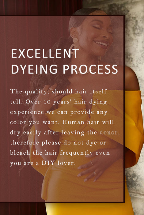DNE HAIR STORE brand advantage banner post on product details page about excellent dyeing process