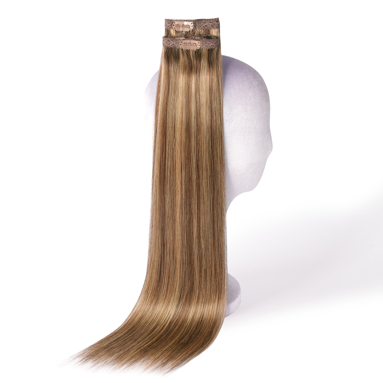 DNE Clip in Hair Extensions 120g 7pcs 100% Remy Human Hair, Heat Resistant Double Wefted Clip-Ins for Women, P4/27