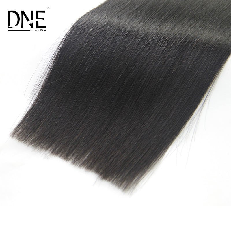 The Details View of DNE Hair Series Straight Tape in Hair Black Color Human Hair Extensions Full End