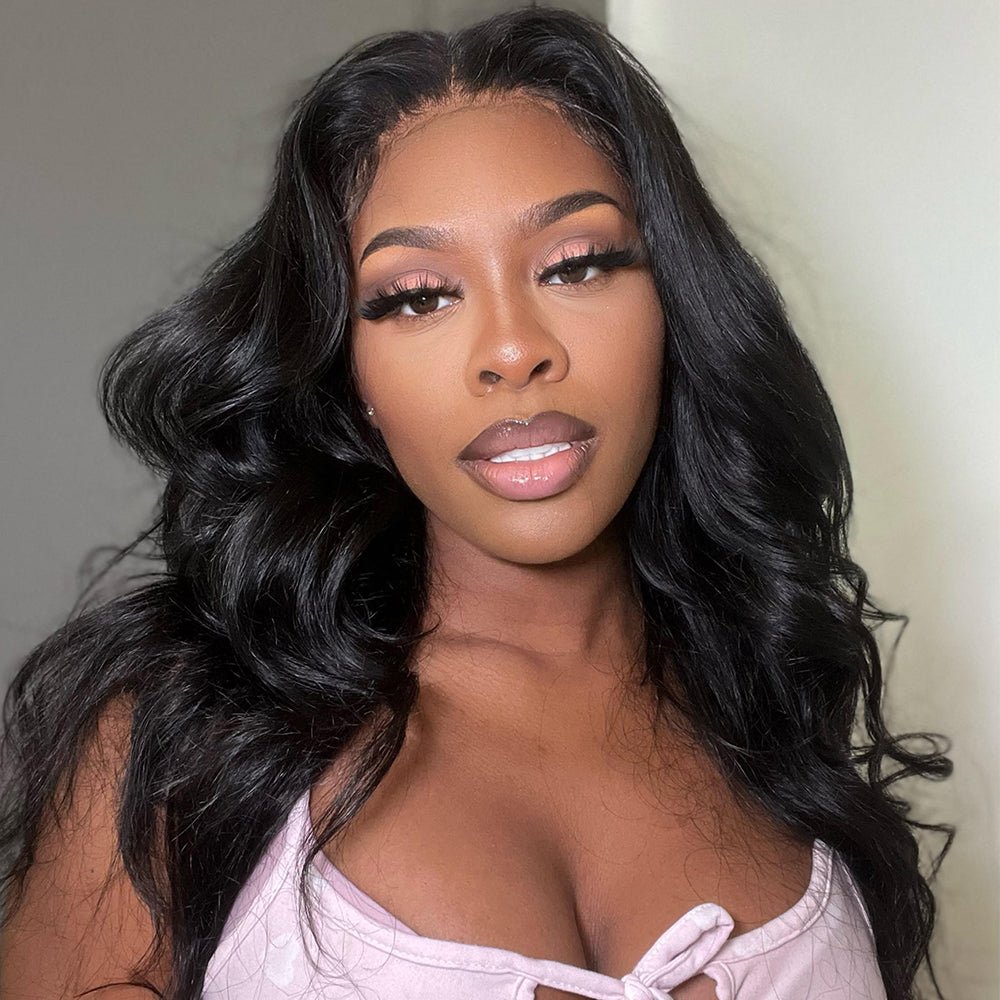 DNE Hair tiktok sarabesnackin influencers wear 26 inch body wave lace front wigs middle part human hair wigs