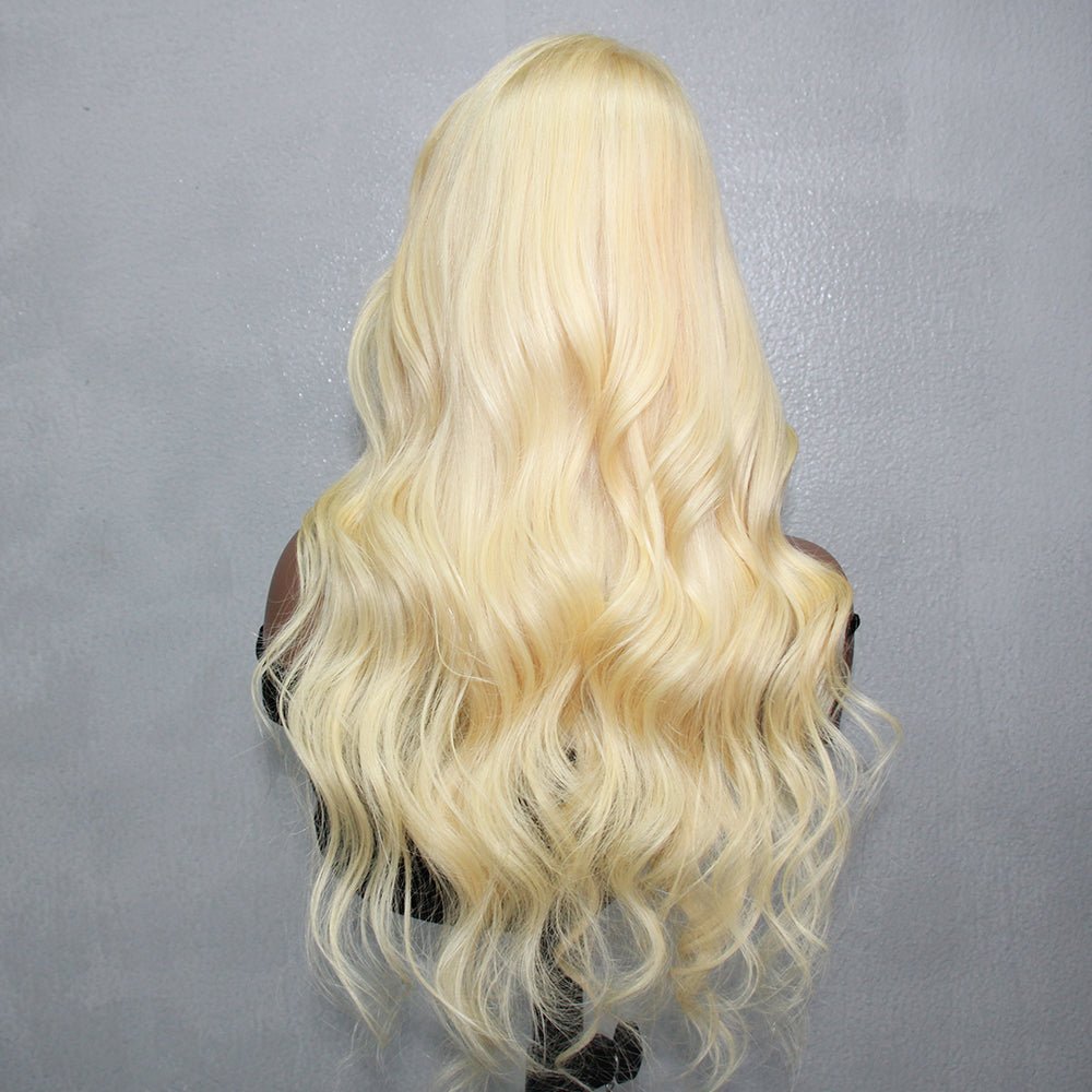 DNE Hair HD Lace Front Wigs Human Hair 13x4 Colored Wigs 613 Blonde Wig for Women Model Back Show