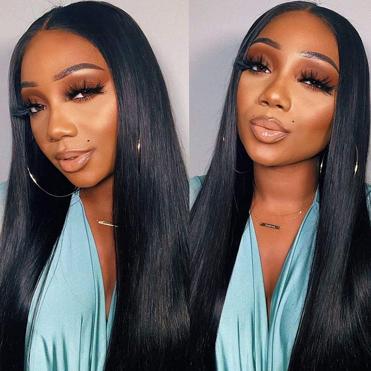 DNE Hair Straight Wig Human Hair Glueless Wigs Middle Part U Part Wig 26 Inch Wig Customer Show