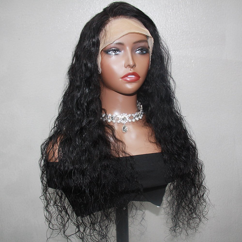 DNE Hair Lace Front Wigs Human Hair 13x4 HD Lace Wig Water Wave Curly Wig 24 Inch Model Side Show