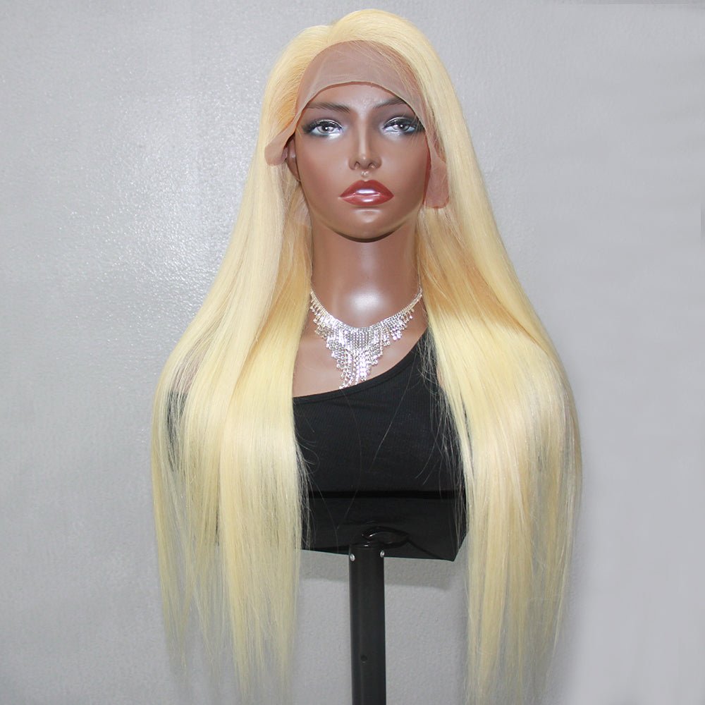 DNE Hair Blonde HD Lace Front Wig Human Hair 24“ #613 Straight Hair Pre Plucked for Women Natural Looking