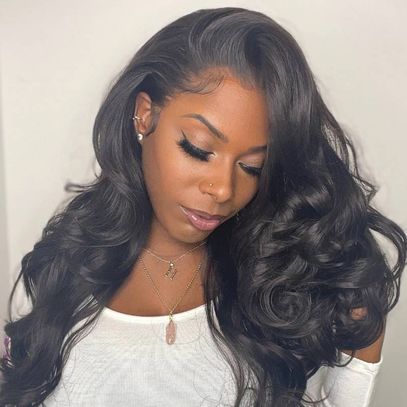 DNE Hair 360 Lace Front Wigs Human Hair Body Wave HD Lace Wig Side Part Wig Model Show