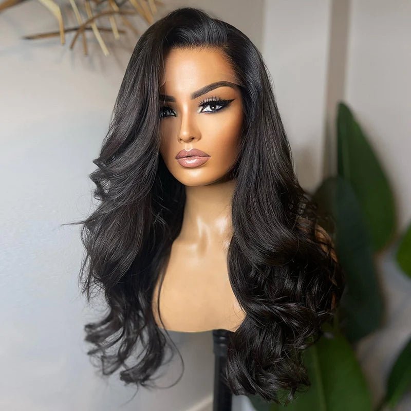 DNE Hair Lace Closure Wigs Human Hair Body Wave HD Lace Wig for Women Model Front Show 