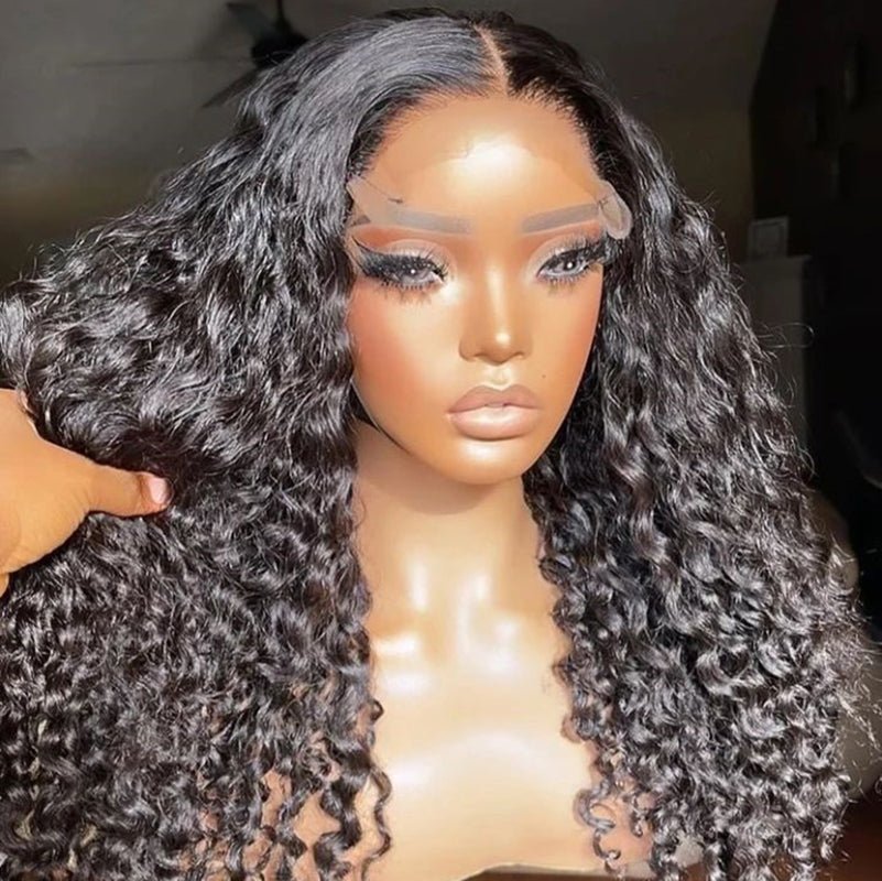 DNE Hair 5x5 Lace Closure Wigs Human Hair HD Lace Deep Wave Wig for Women Model Side View