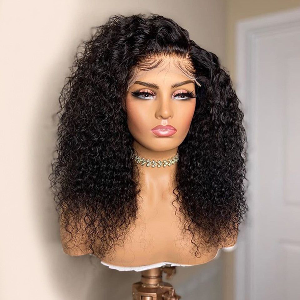 DNE Hair Curly Lace Closure Wigs Deep Wave 6x6 Lace Wigs for Women Model Side Show
