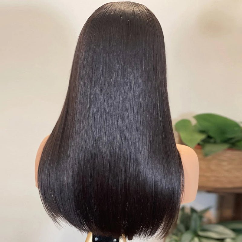 DNE Hair 5x5 Lace Closure Wigs Human Hair Straight HD Lace Wig for Women Model Back View