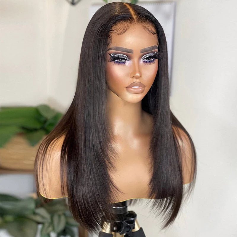 Straight Hair HD Lace Closure Wig 6x6 Lace Area Model Side Show taken by factory