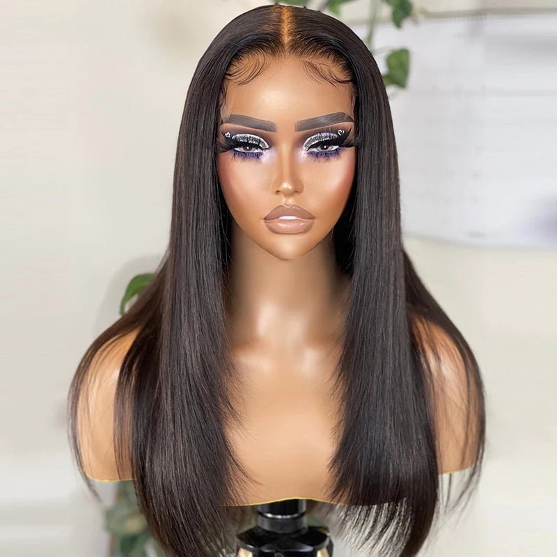Straight Hair Lace Closure Wig 6x6 Lace Area Model Front Show taken by factory