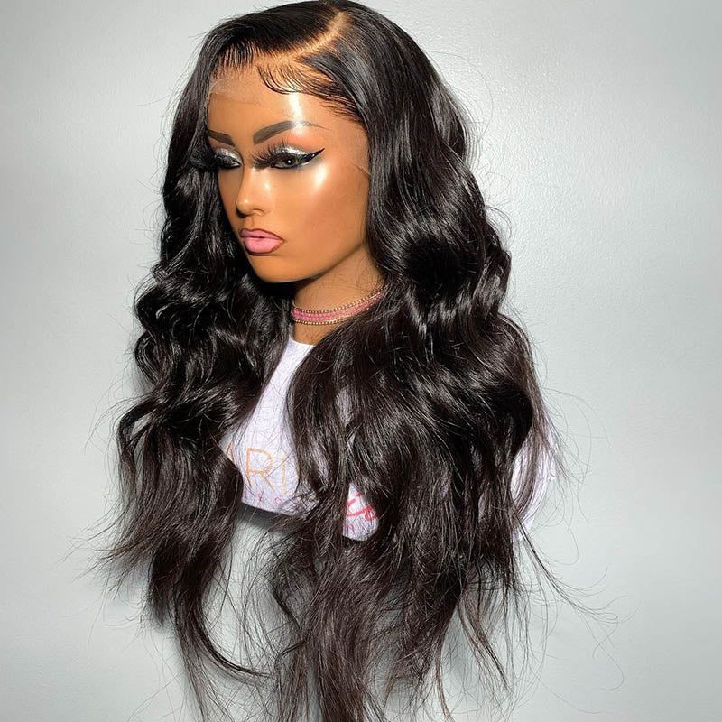 DNE Hair 13x6 Lace Front Wigs Straight Human Hair Wig for Women 26 Inch Side Part Wig Model Side Show
