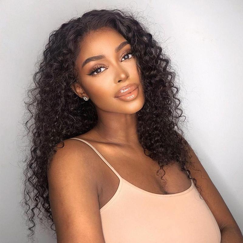 curly wig 4x4 hd lace closure wigs human hair influencers wears the wig display