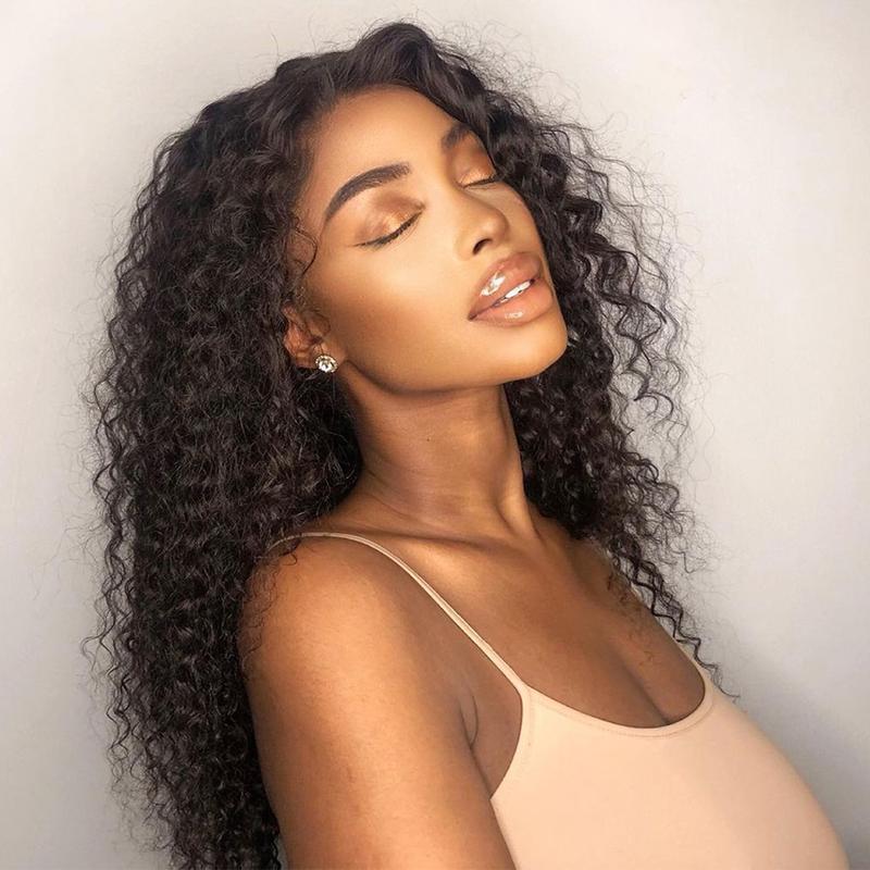 curly wig 4x4 hd lace closure wigs human hair influencers wears the wig side display