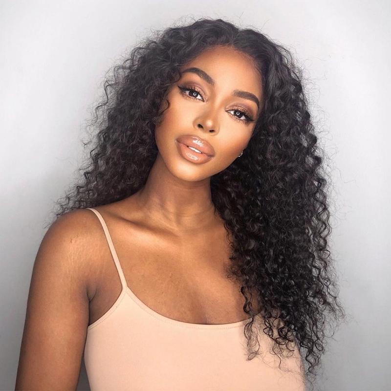 curly wig 4x4 hd lace closure wigs human hair influencers wears the wig front display