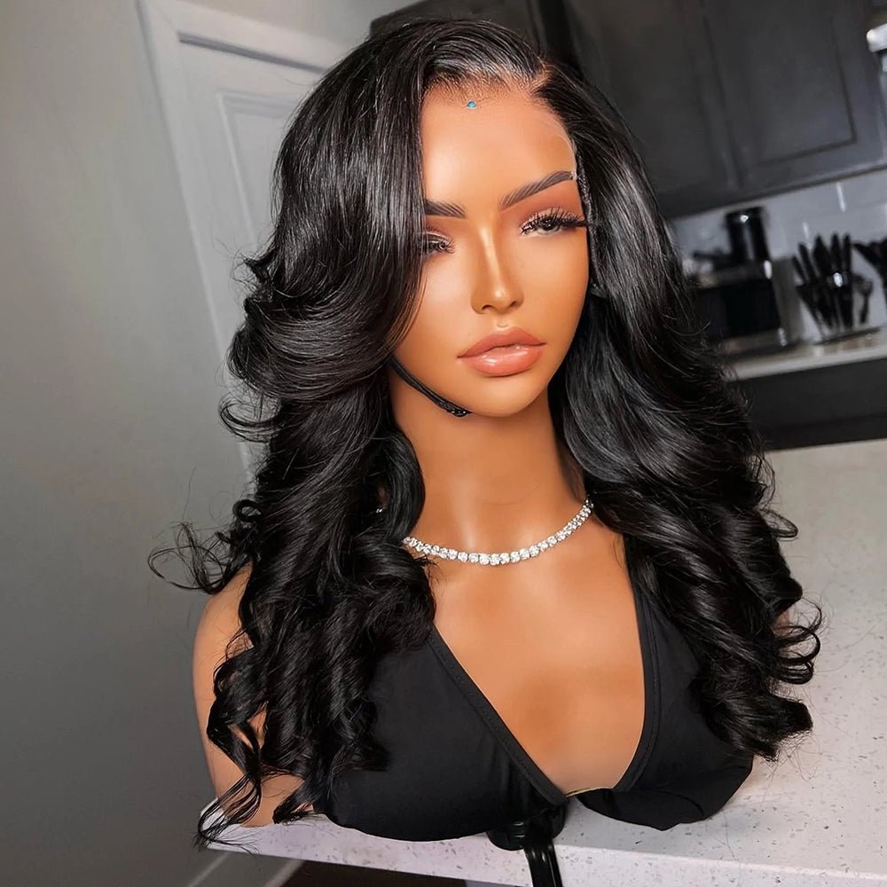 DNE Hair Body Wave Wig 13x4 Lace Front Wig Human Hair Model Side Part Style (22 Inch Wig)