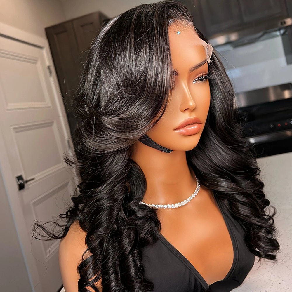 DNE Hair Body Wave Wig 13x4 Lace Front Wig Human Hair Wig Physical Map Side Display（22 Inch Wig）