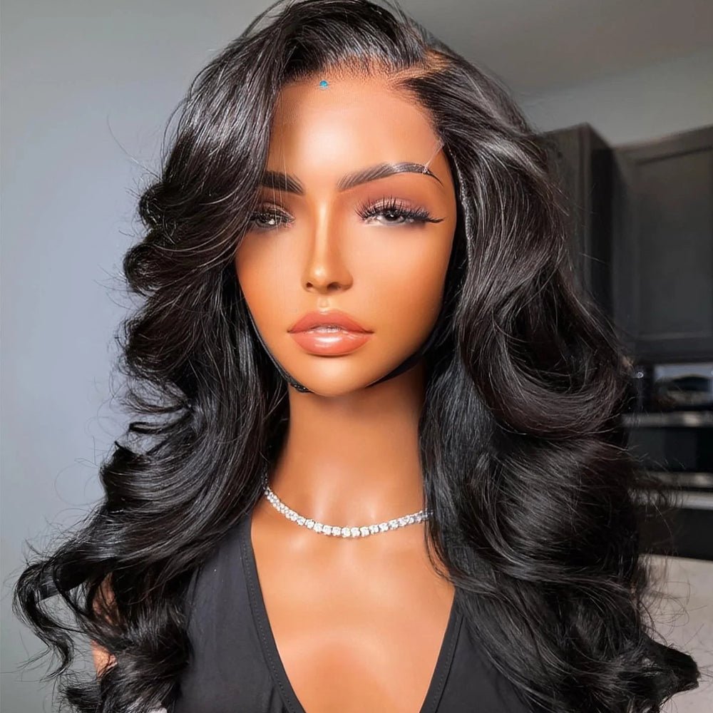 DNE Hair Body Wave 13x4 HD Lace Front Wig Human Hair Real Product Picture Display (22 Inch Wig)