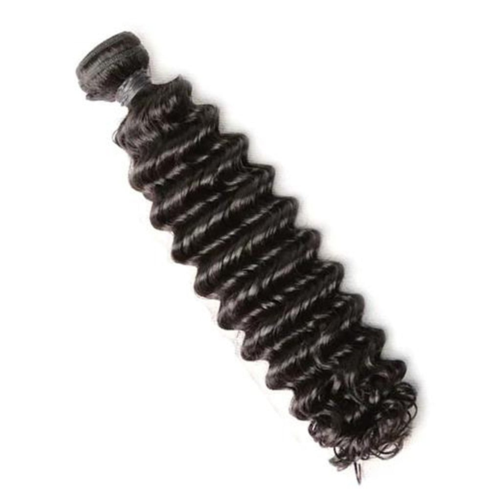 The Side View of DNE Hair 10A Brazilian Deep Wave Hair 1 Bundle 100% Unprocessed Human Virgin Hair Weave Extensions Natural Color