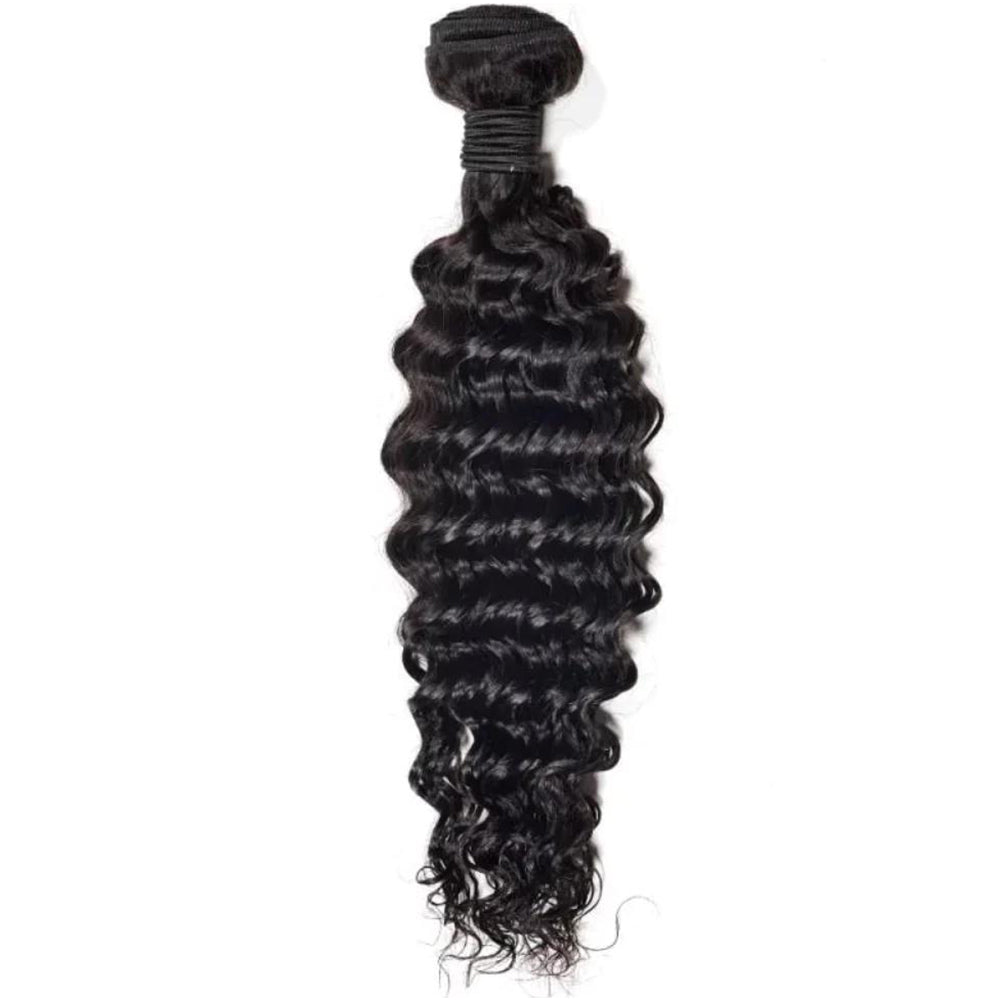 The Front View of DNE Hair 10A Brazilian Deep Wave Hair 1 Bundle 100% Unprocessed Human Virgin Hair Weave Extensions Natural Color