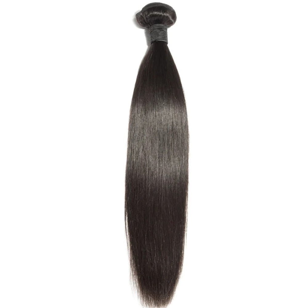 The Front View of 10A Malaysian Straight Human Hair 1 Bundle Unprocessed Virgin Human Hair Weave Extensions 18 Inch
