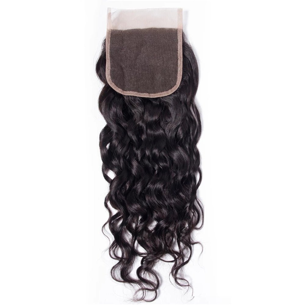 The Back View of DNE Hair HD Lace 4x4 Lace Closure Water Wave Hair Preplucked Hair Closure
