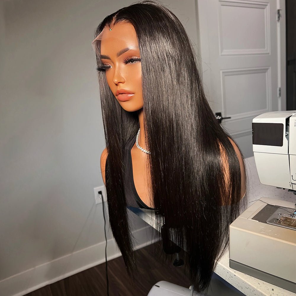 Long Straight Lace Front Wigs Human Hair Natural Black Wig Natural Hair Wig For Women Product Side Part Image Dsiplay (24 Inch)