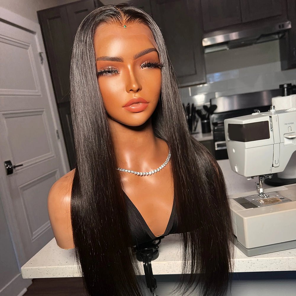 Long Straight Lace Front Wigs Human Hair Natural Black Wig Natural Hair Wig For Women Product Front Image Dsiplay (24 Inch)