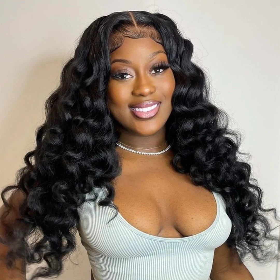 DNE Hair Lace Closure Wigs Human Hair Loose Deep Wave HD Lace Wig for Women Model Smile Front Show